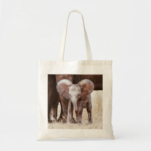 Baby Elephant Cute African Elephant with Mom Tote Bag