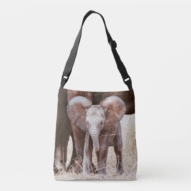 Baby Elephant Cute African Elephant with Mum Crossbody Bag (Back)