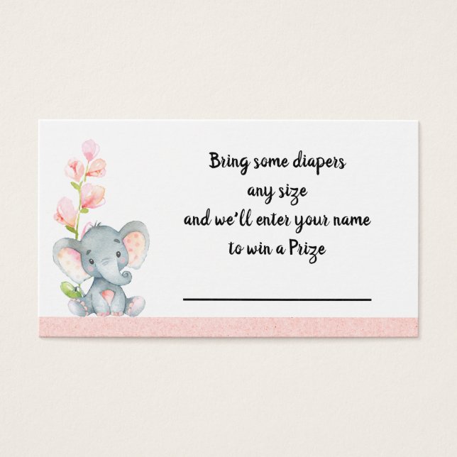 Baby Elephant Diaper Raffle Insert (Front)