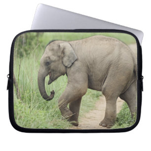 Baby Elephant following the mother,Corbett Laptop Sleeve