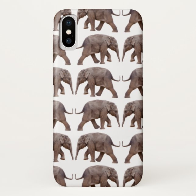 Baby Elephant Frenzy iPhone X Case (White) (Back)