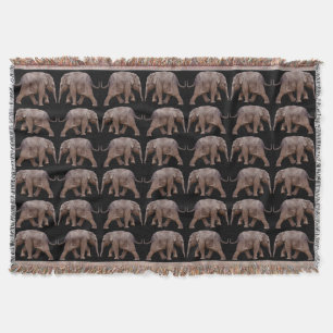 Baby Elephant Frenzy Throw Blanket (Black)