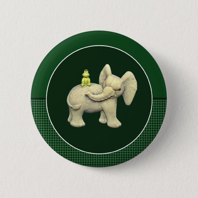 Baby Elephant & Frog 6 Cm Round Badge (Front)