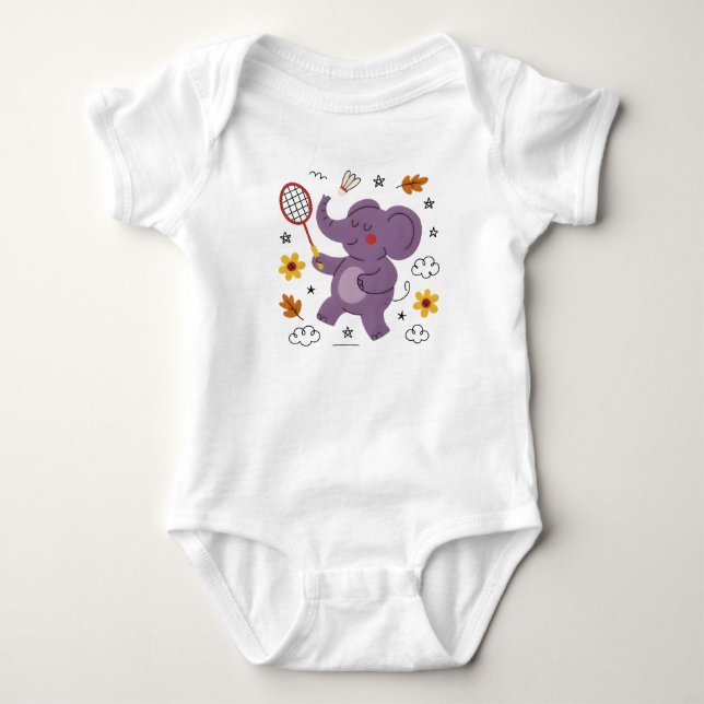 Baby elephant fun play  bodysuit (Front)