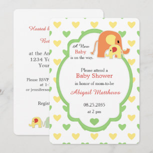  Baby Elephant Gender Neutral Shower Invitation