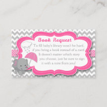 Baby Elephant Girl Baby Shower Pink Book Request