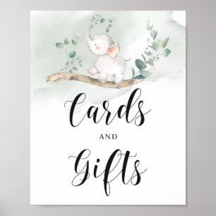 Baby elephant green foliage cards and gifts sign