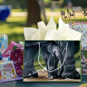 Baby  Elephant Grey Cute Large Gift Bag