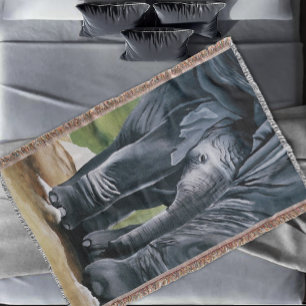 Baby  Elephant Grey Cute Throw Blanket