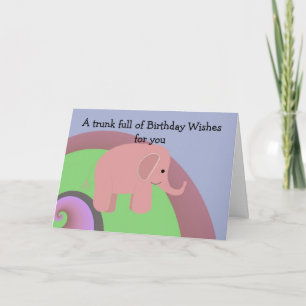 Baby Elephant Happy Birthday Thank You Card