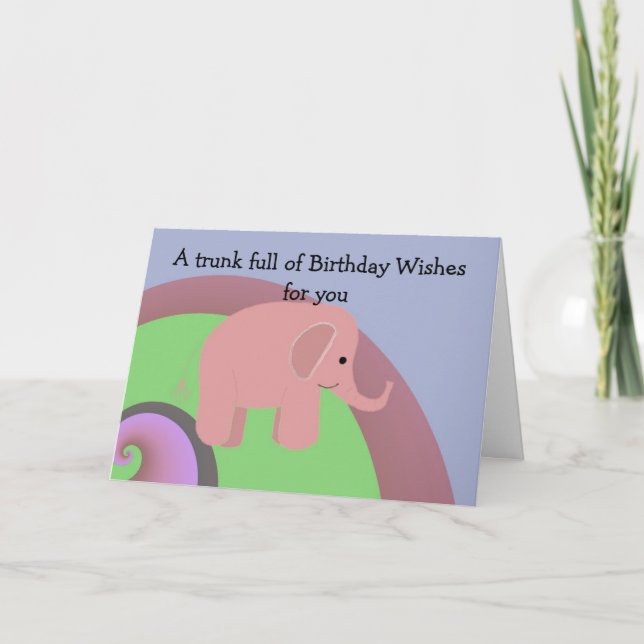 Baby Elephant Happy Birthday Thank You Card (Front)