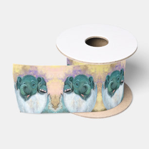 Baby Elephant Hatching From Egg Satin Ribbon