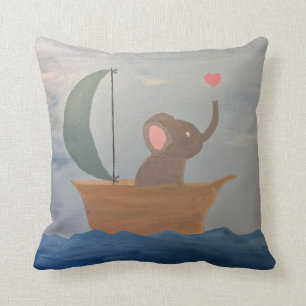 Baby Elephant in a Boat Cushion