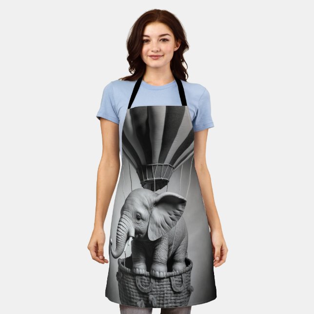 Baby Elephant in a Hot Air Balloon Apron (Worn)