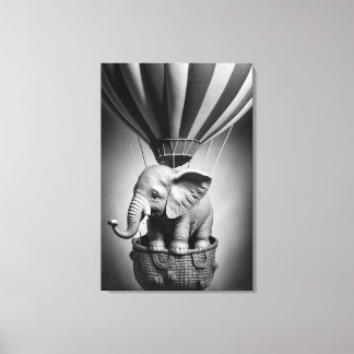 Baby Elephant in a Hot Air Balloon Canvas Print