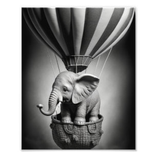 Baby Elephant in a Hot Air Balloon Photo Print