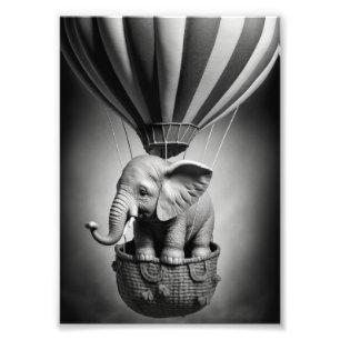 Baby Elephant in a Hot Air Balloon Photo Print