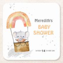 Baby elephant in ballon, baby shower,Paper Coaster