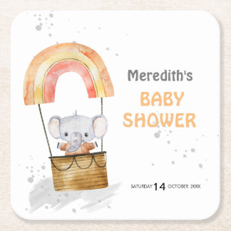 Baby elephant in ballon, baby shower,Paper Coaster