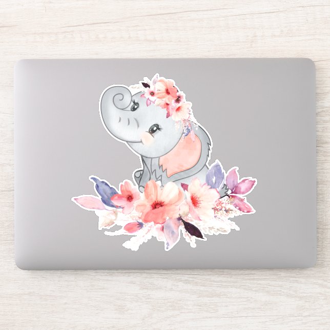 Baby Elephant In Flowers (Computer)