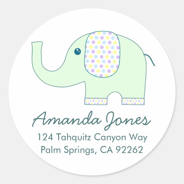 Baby Elephant in Pastels Address Labels (Front)
