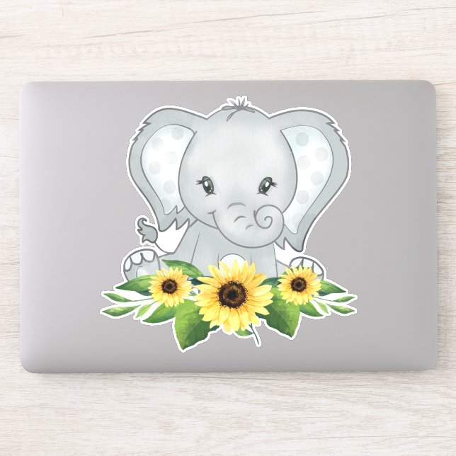 Baby Elephant In Sunflowers (Computer)