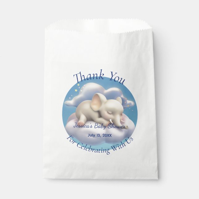 Baby Elephant In The Clouds Baby Shower Favour Bags (Front)