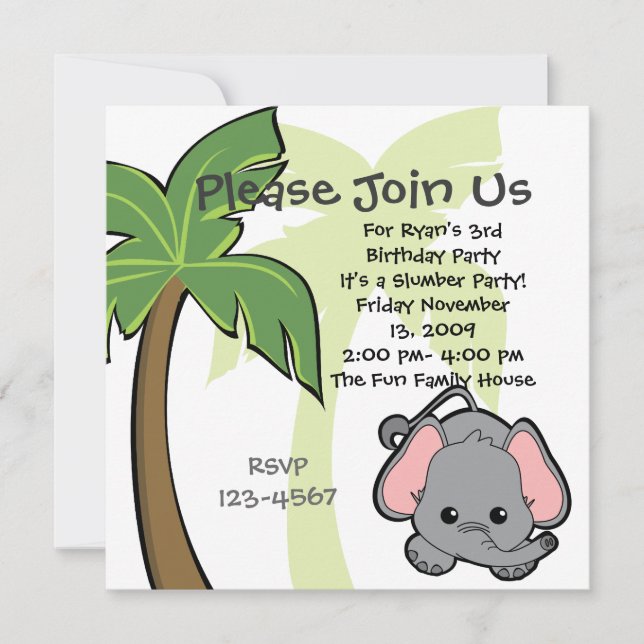 Baby Elephant Invitation (Front)