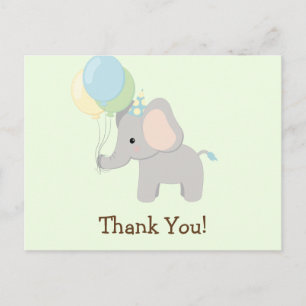 Baby Elephant; Jungle Animal Thank You Postcard