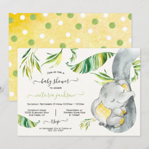 Baby Elephant Jungle Baby Shower Invitation