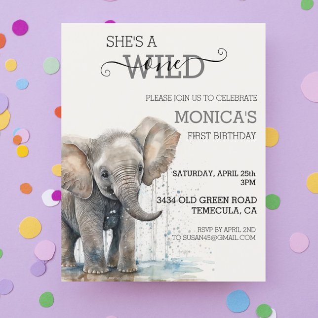 Baby Elephant Jungle Safari Wild One Birthday  (Creator Uploaded)