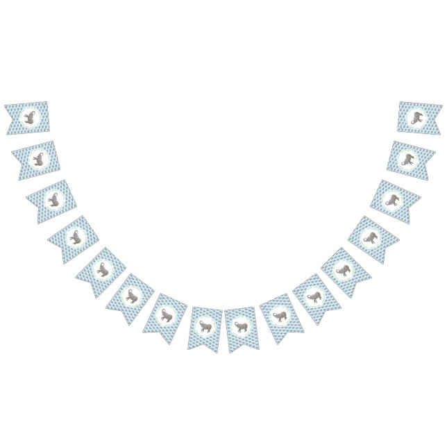 Baby Elephant Light Blue Birthday Bunting (All)