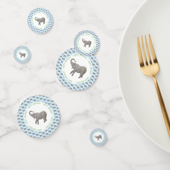 Baby Elephant Light Blue Birthday Confetti (Group)