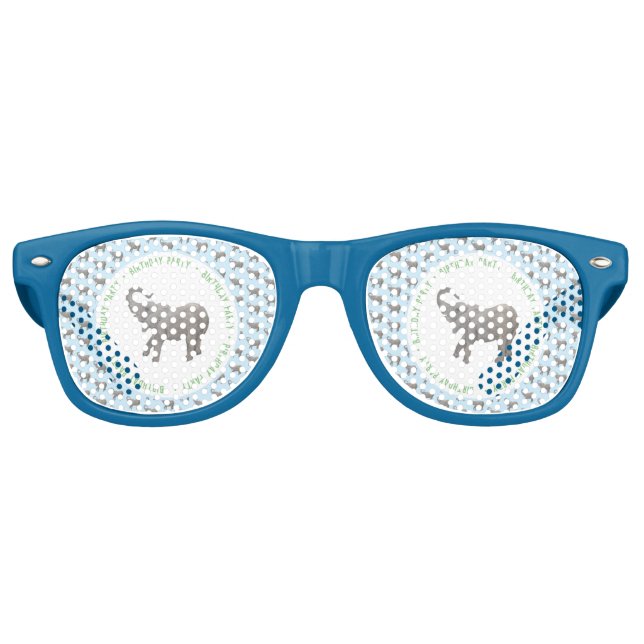 Baby Elephant Light Blue Birthday Retro Sunglasses (Front)