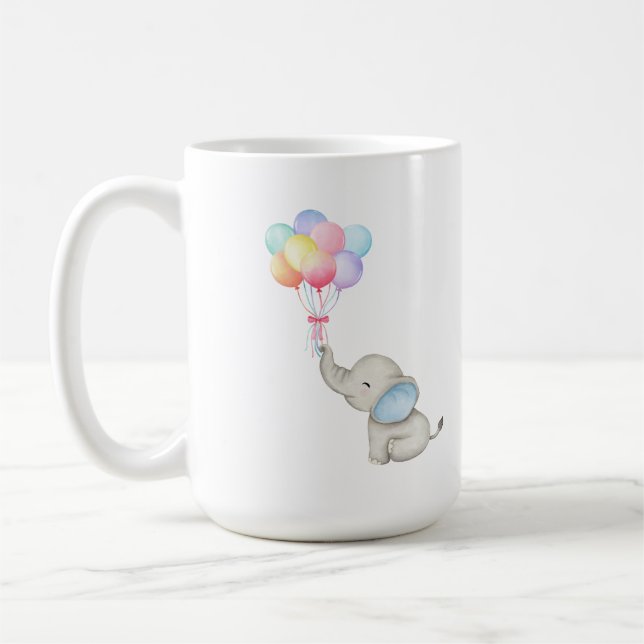 Baby Elephant Love Balloons. Mug (Left)