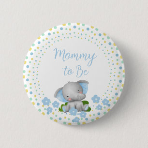 Baby Elephant Mommy to Be Pin - Blue