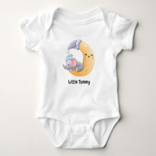 Baby Elephant Moon Cloud Cute Personalised  Bodysuit