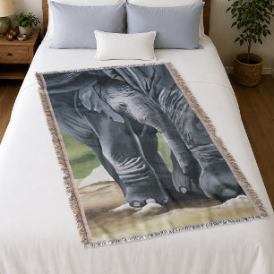 Baby Elephant Mother Protection Love Throw Blanket