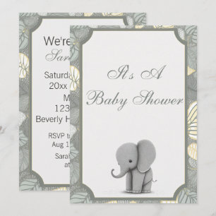 Baby Elephant Non Gender Baby Shower Invitation