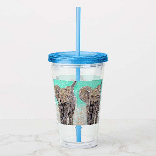 Baby Elephant painting Acrylic Tumbler (Front)