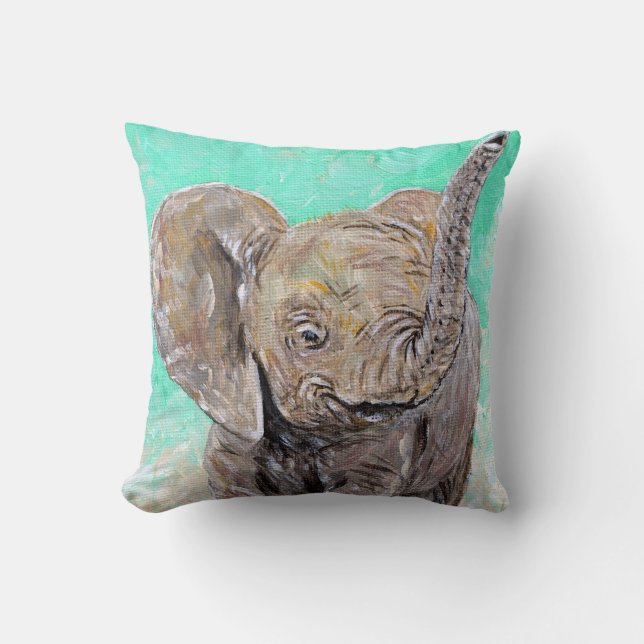 Baby Elephant Painting Cushion (Front)