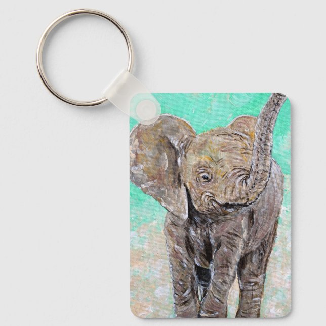 Baby Elephant Painting Keychain (Front)