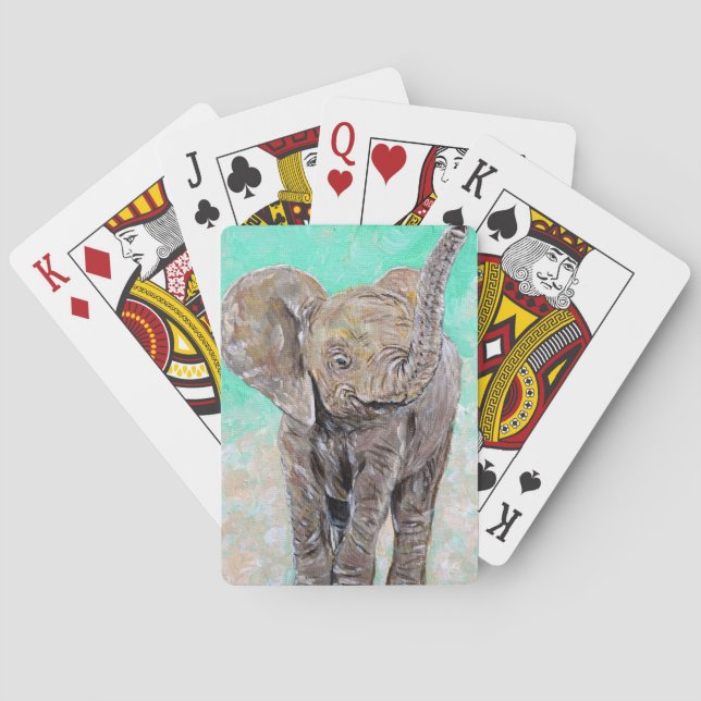 Baby Elephant Painting Playing Cards (Back)