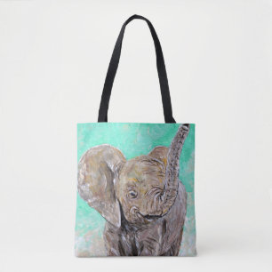 Baby Elephant Painting Tote Bag