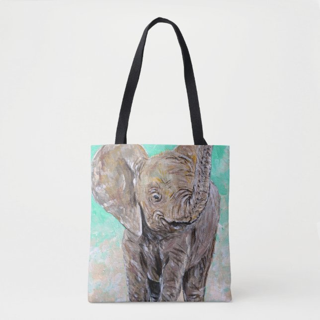 Baby Elephant Painting Tote Bag (Front)