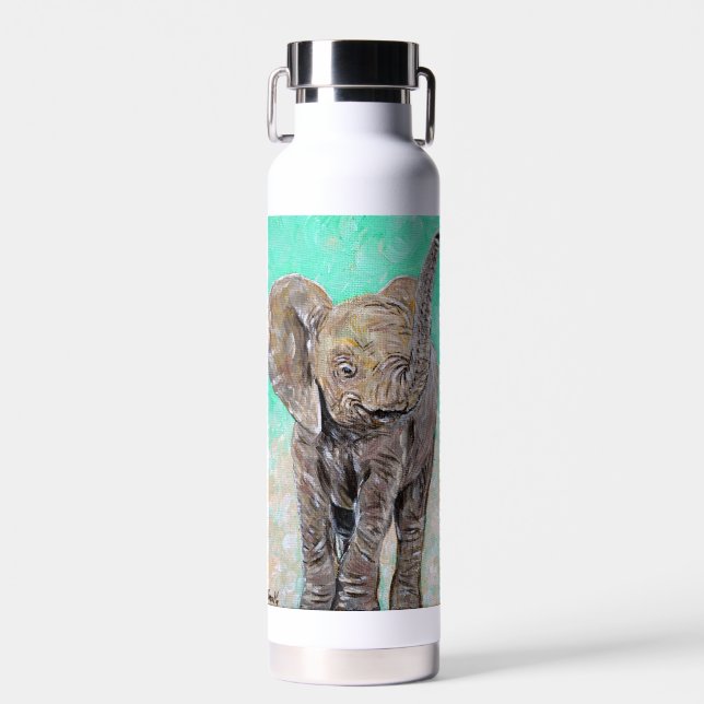 Baby Elephant Painting Water Bottle (Front)