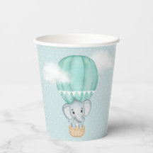 Baby Elephant Pale Green Hot Air Balloon Shower