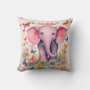 Baby Elephant Personalised Birth Date Cushion