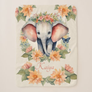 Baby Elephant Personalised Sherpa Blanket