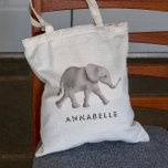 Baby Elephant Personalised Tote Bag for Child<br><div class="desc">Personalise this tote bag to create the perfect carry-all for your child's activities. It also makes a great gift bag that can be reused again and again. The design features my original watercolor elephant. Please contact me if you need help customising your order.</div>
